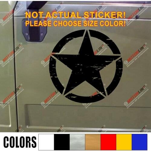 Army Star Decal Sticker Car Vinyl distressed Fit for Jeep Wrangler etc pick size color no background