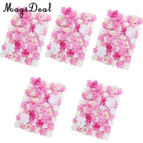 5pcs Artificial Flower Wall Panel Home Shop Wedding Floral Decor 60 x 40cm