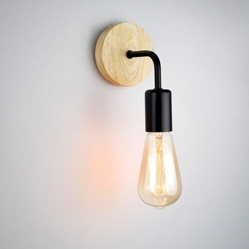2pcs Nordic Wood Wall Lamp Sconce E27 85-265V Retro Vintage Indoor Lighting Bedroom Liveing Room For Home Wall Light Fixture
