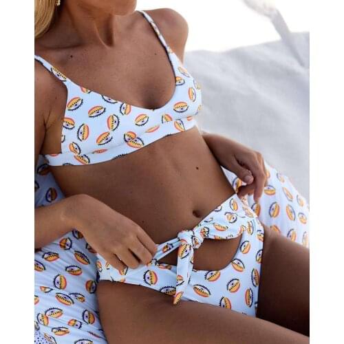 New Two Pieces Split Push Up Bikini Hollow Out Bandage Bikini Summer Print Eyes Swimsuit Maillot De Bain Femme Brazilian Biquini