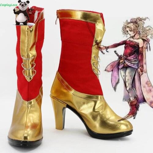 Final Fantasy Terra Branford Dissidia Red Cosplay Shoes Long Boots Leather CosplayLove For Halloween Christmas