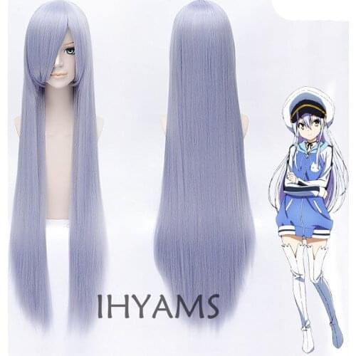 Game ISLAND Rinne Ohara 39" Long Straight Light Purple Cosplay Wig Party Wigs + Wig Cap