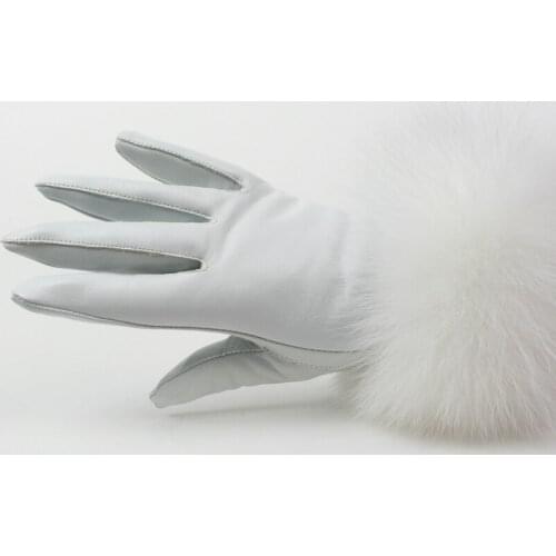 Sheep Leather Gloves Genuine fox fur lady Winter Fashion women warm real lamb skin high quality Velvet Windproof