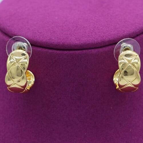 PINXUN Dubai Gold Color Earrings For Ethiopian Nigerian Women Men Gold Plated Jewelry Wholesale Jewelry Arab Party Gifts JLY15