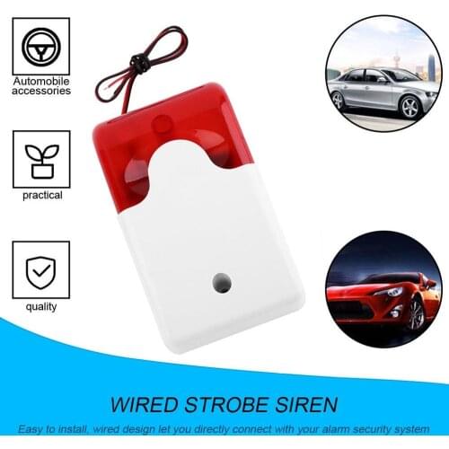 Durable 9-12V Mini Indoor Wired Strobe Siren with Red light Siren Flash Sound Home Security Alarm Strobe System 110dB Hot Sale