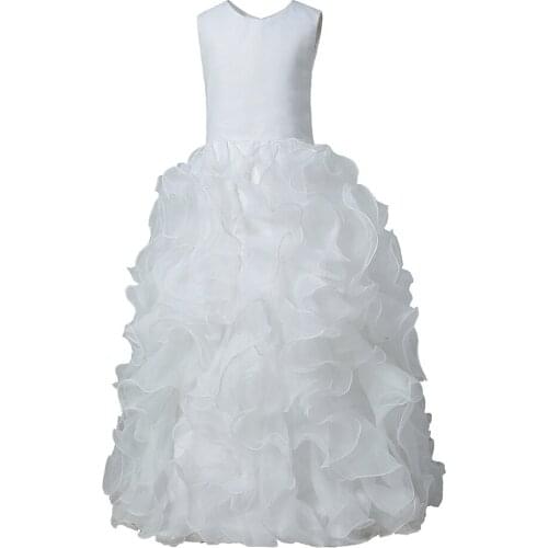 Simple mop length frill girl dress 2020 tulle children beauty pageant dress first communion dress