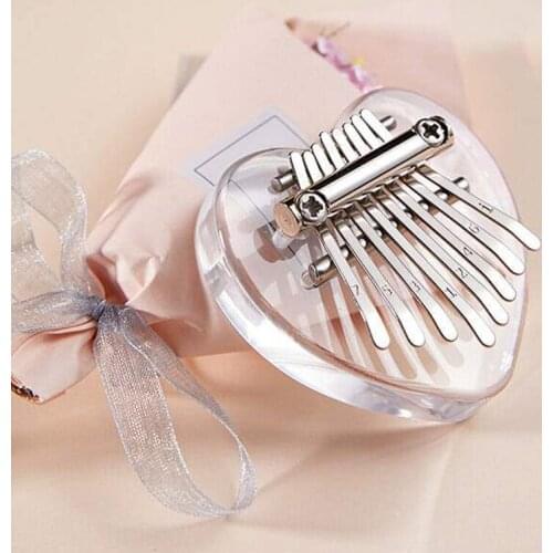 8 Keys Crystal Kalimba Transparent Finger Piano Musical Instuments With Tuner Hammer, Gifts for Beginners Kids Adults Children