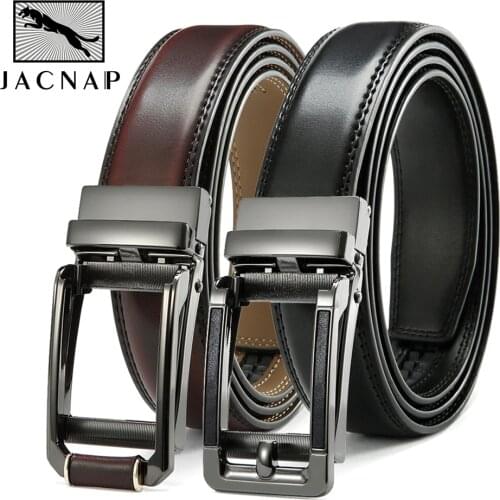 JACNAIP Ratchet Leather Mens belt Cowhide Jeans Multicolor Automatic adjustable Belts Metal Buckle Belts for Men ремень мужской