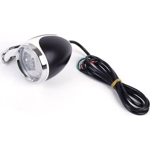 Retro 8"/10" Streamlined Electric Scooter Headlight with Horn 36V/48V Bright LED Metal Bikes Head Light Cycling
