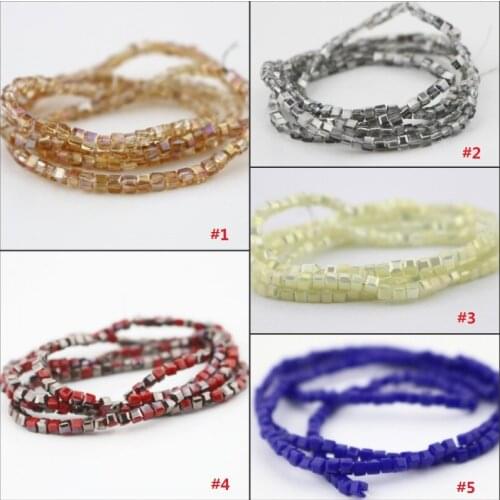 Cute Mini Colorful Square Shape Glass DIY Beads 2mm 195pcs/lot Cube Crystal Jewelry Necklace Bracelet Pendant Beads Wholesale