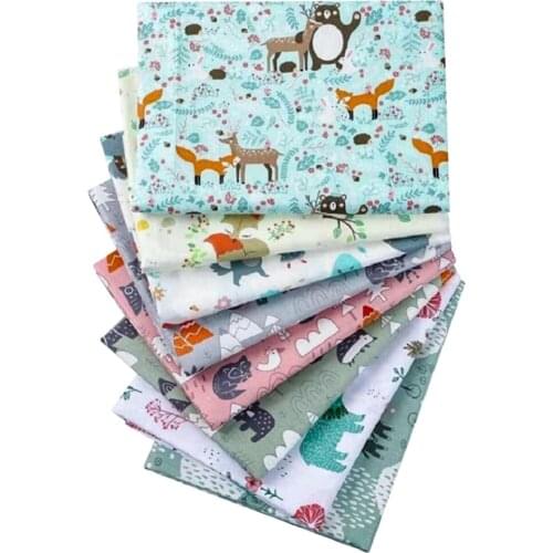 Teramila 40*50cm/50*50cm 8 PCS/Lot Animal Cartoon Printed Cotton Handmade Patchwork Fabric Quilting Cloth DIY Sewing Accessories