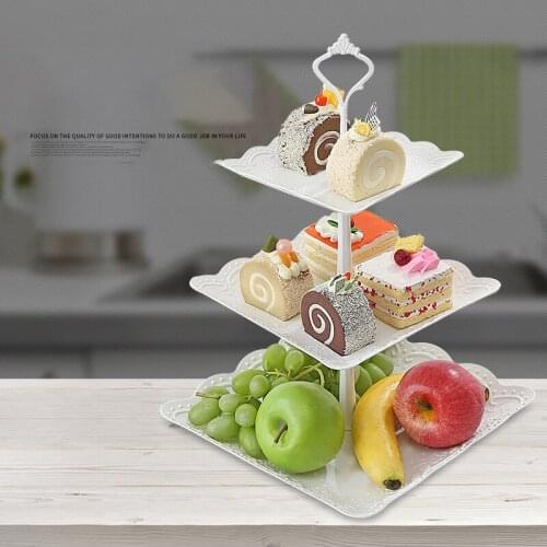 Three-layer Cake Dessert Plates Cake Stand Dish Detachable For Party Table Plastic Tableware Fruit Snack Specialty Food Tray