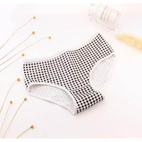 6pcs/ Lot Women Panties Sexy Ladies Briefs Underwear Cotton Plaid Panties Lady Comfort Lingerie Intimates