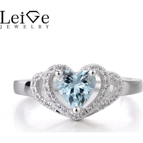 Leige Jewelry Blue Aquamarine March Birthstone Wedding Bands Anniversary Gifts Romantic Gemstone For Woman Fine Jewelry