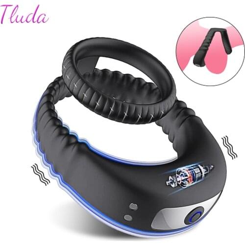 Vibrator Cockring Penis Cock Ring on for Man Delay Ejaculation Penisring Sex Toys for Men Couple Rings Toys for Adults 18