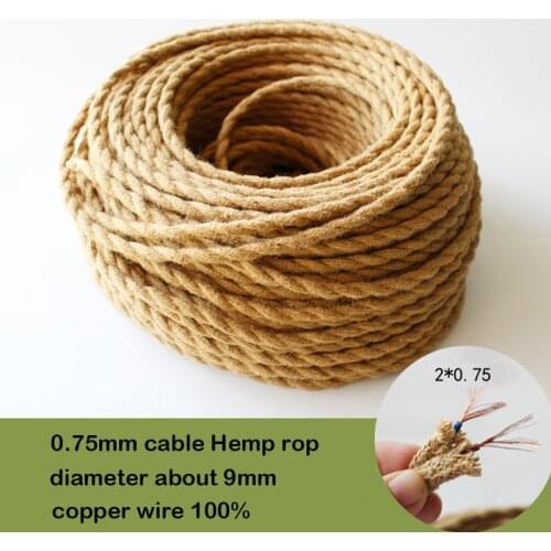 Vintage Electrical Wire Hemp Rope Woven 1/2/5/10/20/30/50 Meters Beige Textile Cable Twisted Braided Retro Pendant Light Line