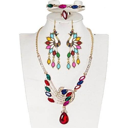 Women Fashion Resin Earrings Bracelet Ring Necklace Sets Geometric Jewelry Set Exaggerated Necklaces Collar Female Accessories