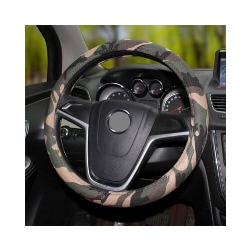 Car Steering Wheel Cover Camouflage linen Steering Cover Interior Accessories Universal Coarse Cloth Car Handle Cover set