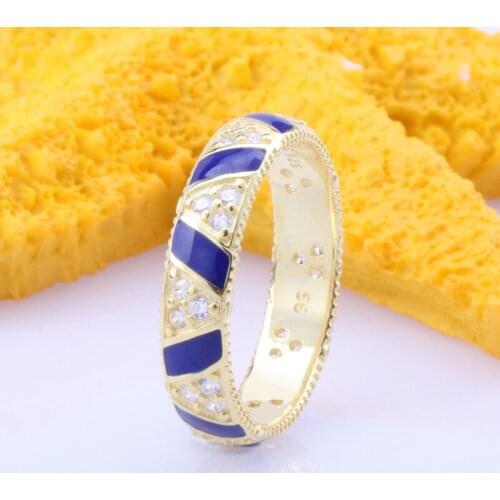 Original 925 Sterling Silver pan Ring Shine Exotic Stones & StriPes Ring For Women Wedding Party Gift Fine Jewelry