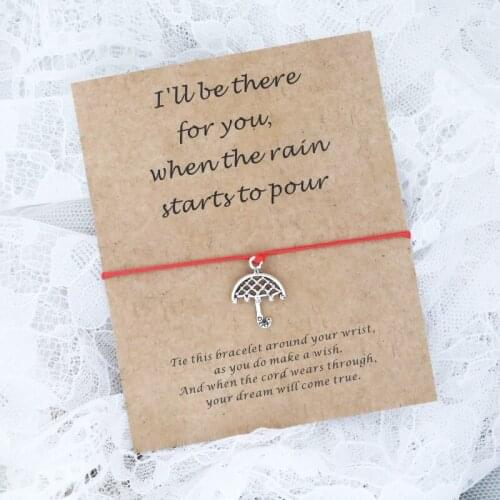 Umbrella Charm Wish Bracelet I Will Be There for You Friendship Bracelet Umbrella Jewelry for Women Men Best Friend Love Gift