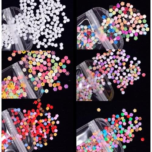 100pcs/Bag 6mm Colorful Flower Resin Stone Nail Charms Jewelry 3D Nail Art Decoration Cellphone Decoration Beauty Supplies ZCF10