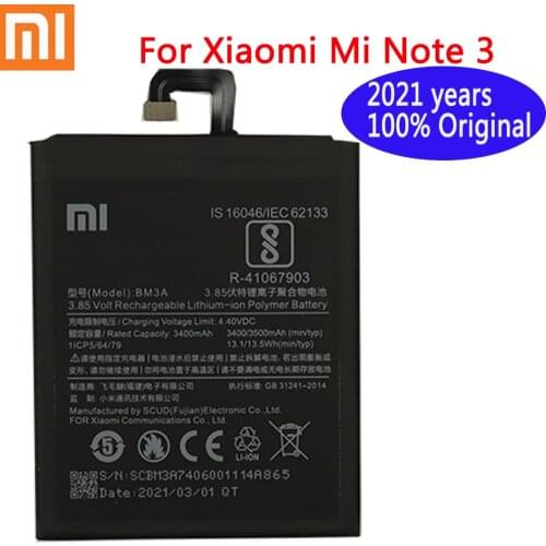 100% Xiao Mi Original Phone Battery BM3A For Xiaomi Note 3 Replacement Battery 3300mAh High Capacity Phone Batteries
