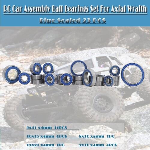 23 Pcs Hobby Model Traxxas RC Car Assembly Ball Bearings Set For Axial Wraith Bearings Blue Sealed Bearing ABEC-3