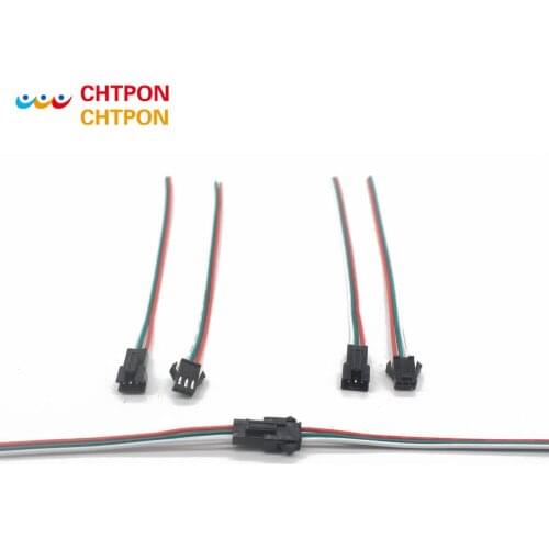 5 Pairs JST SM 3Pin Connectors Female Male For WS2812B WS2811 WS2812 LED Strip 20AWG cable