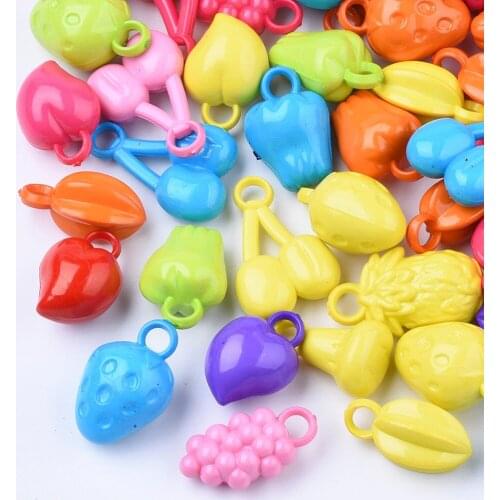 500g Opaque Plastic Acrylic Fruit Pendants for Bracelet Necklace Kids Jwelry DIY Making Accessories Decor Mixed Shape