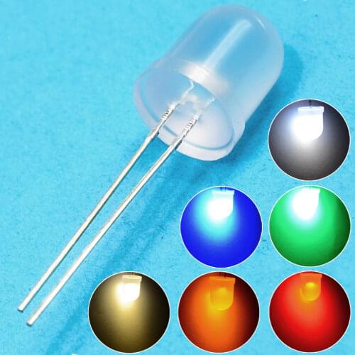 500pcs 10mm Min Diffused Led Diode White Red Green Blue Yellow Lamp Ultra Bright Diode LED Bulb Light Diodes Lamp green product