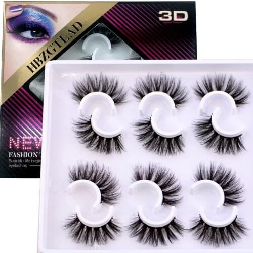 6 Pairs Multipack 3D Soft Mink Hair False Eyelashes Handmade Wispy Fluffy Long Lashes Natural Eye Makeup Tools Faux Eye Lashes