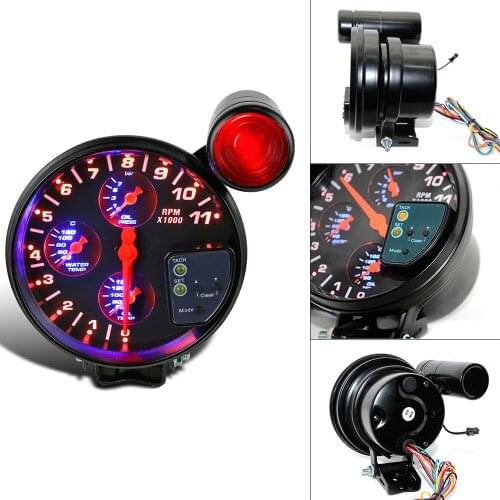 5" 4 IN 1 Car Auto Racing Meter Water Temperature Gauge Oil Temp Gauge Oil Pressure Gauge Tachometer With Sensor