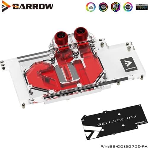 Barrow GPU Water Block For Colorful Geforce RTX 3070 With Back Plate ,G1/4 " Full Cover Gpu Cooler,5V 3PIN ,,BS-COI3070Z-PA