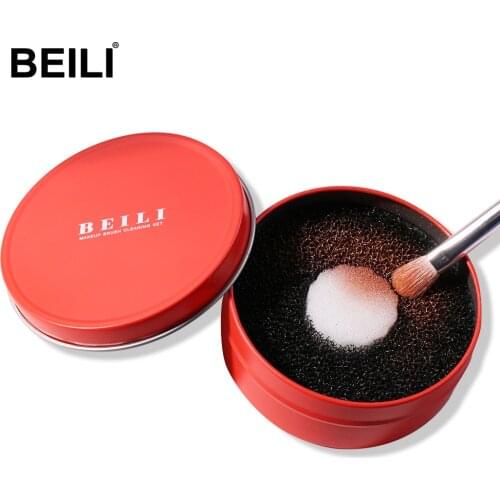 BEILI Makeup Brush Cleaning Sponge Quick Remover Sponge For Powder Eyeshadow Makeup Cleaning Red Cosmetic Brushes Cleaning Tool