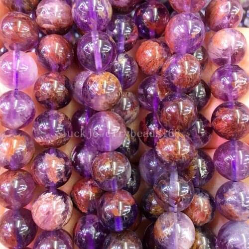 Free Shipping Fashion Jewelry 6mm; 8mm; 10mm; 12mm Purple Phantom Crystal Ball Loose Beads 15.5" FG8086