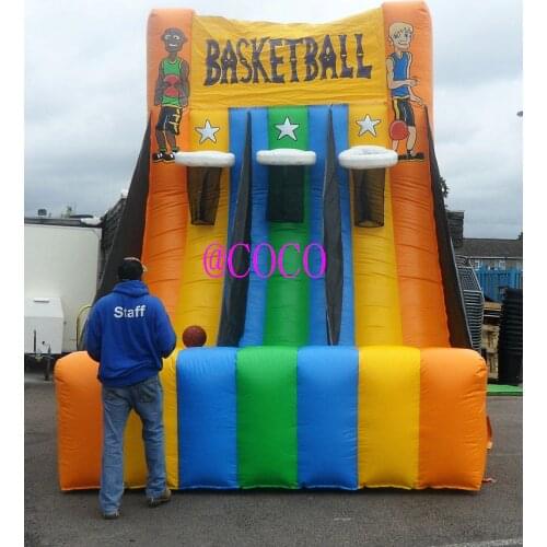 Free air ship to door,4x3x4m Three Hoop Inflatable Basketball game,Throw Basketball Shootout challenge game
