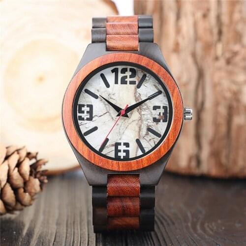 Handmade Natural Wooden Man Watches Quartz Analog Clock Arabic Number Display Wristwatch Adjustable Full Wood Bracelet reloj