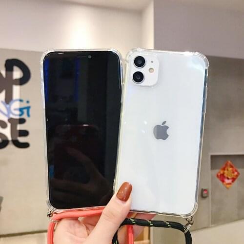 Strap Cord Chain Phone Tape Necklace Lanyard Case For iPhone 12 11 Pro XS Max XR X 6 6S 7 8Plus Mobile Phone Case Carry Cover