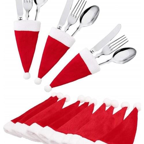 5/10PC Tableware Holder bag Christmas hat 2021Table Dinner Christmas Decorations home decor accessories Kitchen Tableware Holde