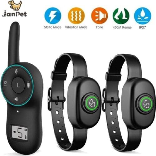 JanPet Dog Electric Collar Waterproof Dog Training Collar Rechargeable Remote Dog Bark Control Collar Anti Bark Shock Collar