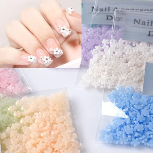 White Resin Photosensitive Rhinestones Flower Design 100pcs(6mm)/500pcs(3.5mm) Green/Blue/Pink Light Variation Manicure Charms