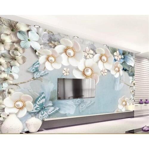 Beibehang photo wallpaper 3D flowers wall Modern fashion Jewelry flower butterfly decorative painting papier peint 3d wallpaper