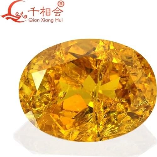 Artificial sapphire oval shape natural cut yellow color including minor cracks and inclusions corundum loose gem stone