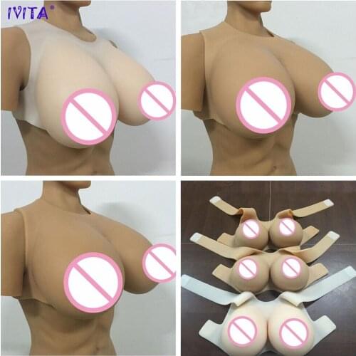 IVITA 3200g Artifical Silicone Breast Forms Cup H Fake Boobs Breasts For Crossdresser Transgender Drag Queen Shemale Cosplay