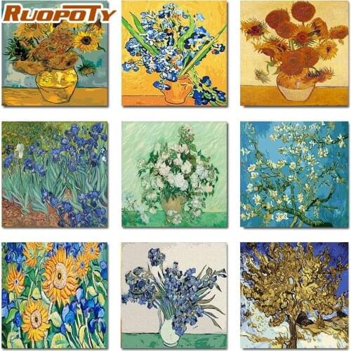 RUOPOTY 60x75cm Frameless Painting By Numbers Landscape On Canvas Pictures By Numbers Flowers DIY Minimalism Style Home Decorati