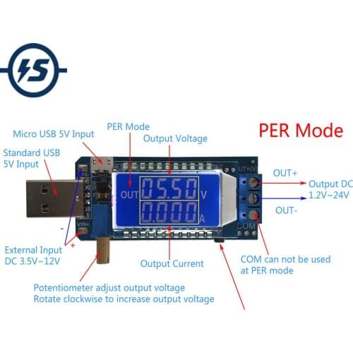 Boost Buck Converter DC-DC 5V to 3.3V/ 9V/12V USB Step UP / Down Power Supply LED / LCD Adjustable Module Out DC 1.2V-24V