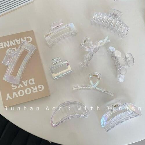 Korea INS Mermaid Ji Color Glossy Plate Hair Claw Clip Long Bar Large Ball Head Claw Clip Girl Hairpin Hair Accessories