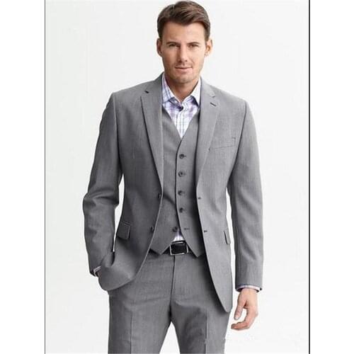 Costume Homme Mens Suits (Jacket+Pants+vest) Morning Two Buttons Notch Lapel Groom Tuxedos Groomsmen Wedding Terno Masculino