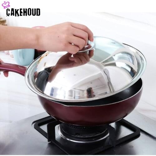 Stainless Steel Cookware Parts Kitchen Cooking Pot Pot Cover Cooker Wok Cover With Knob Thickened Heat-resistant Universal Cover