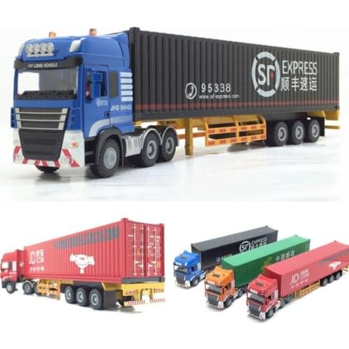 1:50 Scale Alloy Metal Truck Trailer Container Shunfeng Semi-trailer Container Truck Diecast Model Engineering Vehicle Toy